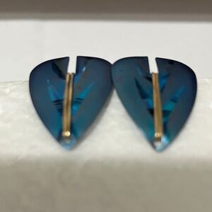 Holly Tashi Teal and Gold Leaf Earrings